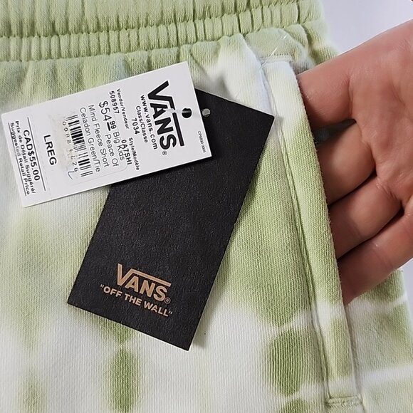 VANS 1966 Big Kids Youth Mind Fleece Short Celadon Green White Tie Dye Size L - Picture 8 of 14